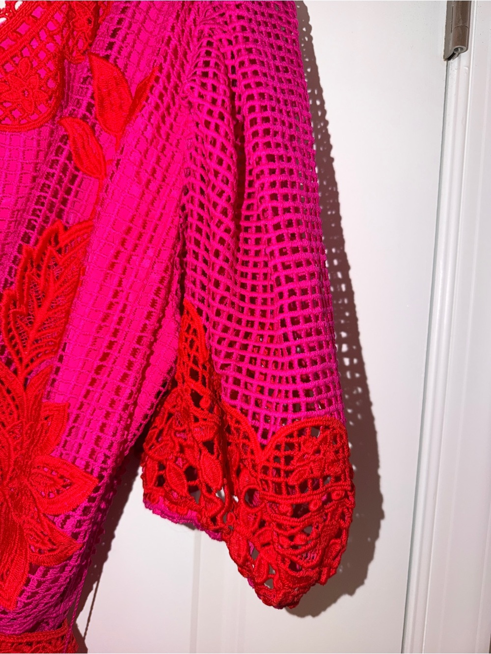 FARM Rio Guipuire Lace One-Shoulder
Maxi Dress Red and Fushia - Picture 10 of 11